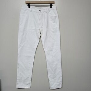 Spier & Mackay White Corduroy Pants Men's 34 Handmade Slim Fit Casual